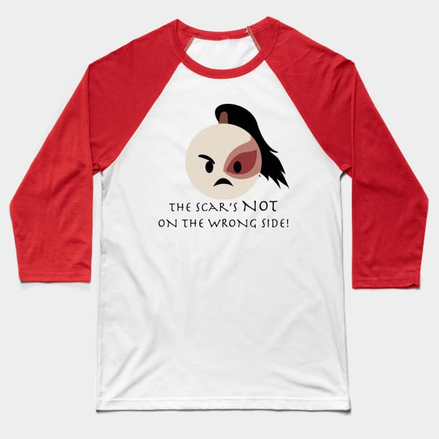 Angry Zuko emoji 1 "The scar's NOT on the wrong side!" Baseball T-Shirt by Prince_Tumi_1